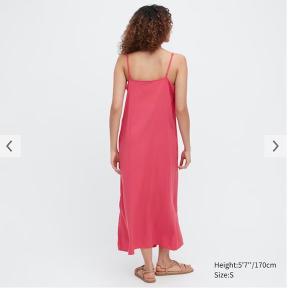 Uniqlo pink button down camisole flare maxi dress NWT - Picture 2 of 7